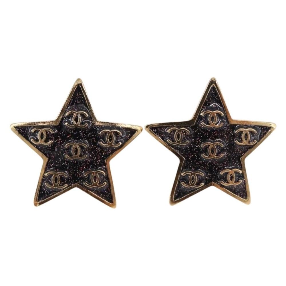 Chanel CC Logo Earrings Metal Gold Tone CC Earring
